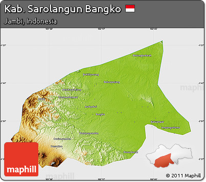 Physical Map of Kab. Sarolangun Bangko, single color outside