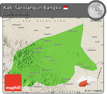 Political Map of Kab. Sarolangun Bangko, shaded relief outside