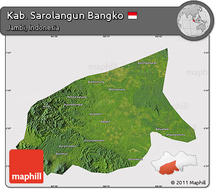 Satellite Map of Kab. Sarolangun Bangko, cropped outside