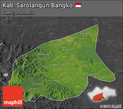 Satellite Map of Kab. Sarolangun Bangko, darken, desaturated