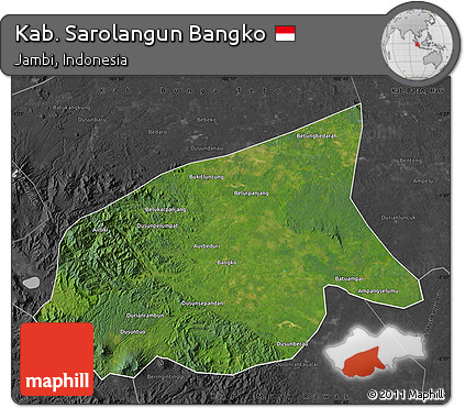 Satellite Map of Kab. Sarolangun Bangko, darken, desaturated