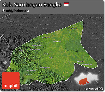 Satellite Map of Kab. Sarolangun Bangko, darken, desaturated