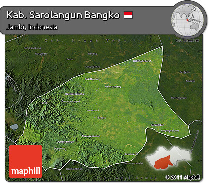 Satellite Map of Kab. Sarolangun Bangko, darken