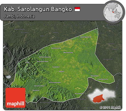 Satellite Map of Kab. Sarolangun Bangko, darken, semi-desaturated