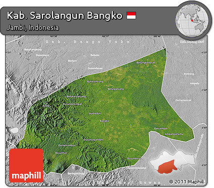 Satellite Map of Kab. Sarolangun Bangko, lighten, desaturated
