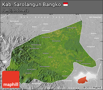 Satellite Map of Kab. Sarolangun Bangko, lighten, desaturated