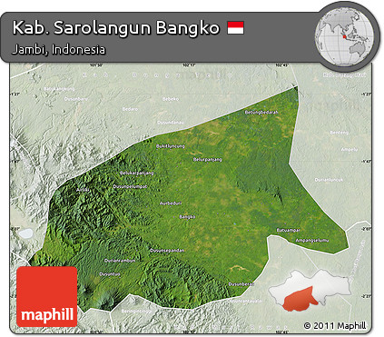 Satellite Map of Kab. Sarolangun Bangko, lighten