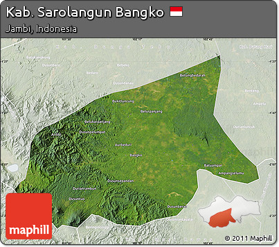 Satellite Map of Kab. Sarolangun Bangko, lighten