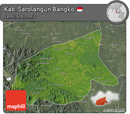 Satellite Map of Kab. Sarolangun Bangko, semi-desaturated