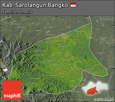 Satellite Map of Kab. Sarolangun Bangko, semi-desaturated