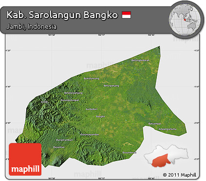 Satellite Map of Kab. Sarolangun Bangko, single color outside