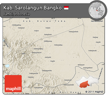 Shaded Relief Map of Kab. Sarolangun Bangko