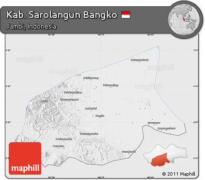 Silver Style Map of Kab. Sarolangun Bangko, single color outside