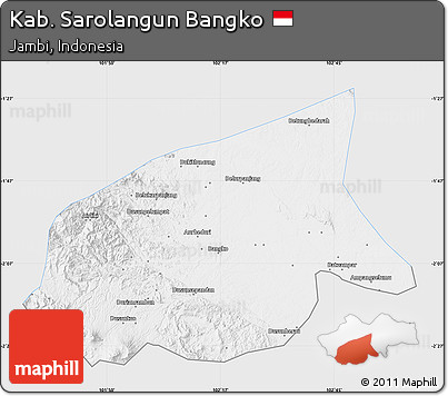 Silver Style Map of Kab. Sarolangun Bangko, single color outside