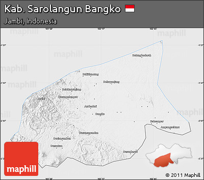 Silver Style Map of Kab. Sarolangun Bangko, single color outside