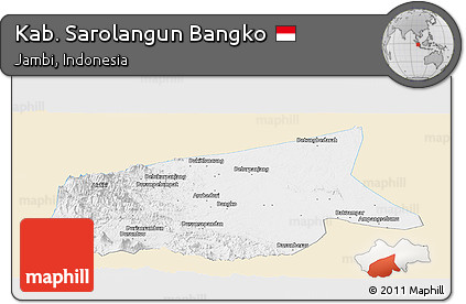 Classic Style Panoramic Map of Kab. Sarolangun Bangko, single color outside
