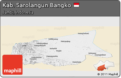 Classic Style Panoramic Map of Kab. Sarolangun Bangko, single color outside