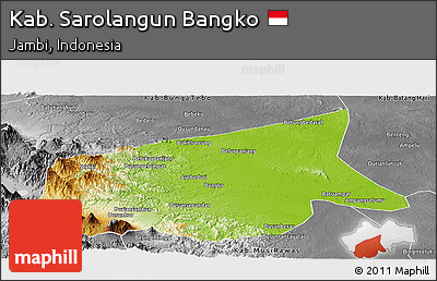 Physical Panoramic Map of Kab. Sarolangun Bangko, desaturated