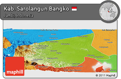 Physical Panoramic Map of Kab. Sarolangun Bangko, political outside