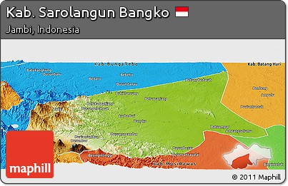 Physical Panoramic Map of Kab. Sarolangun Bangko, political outside