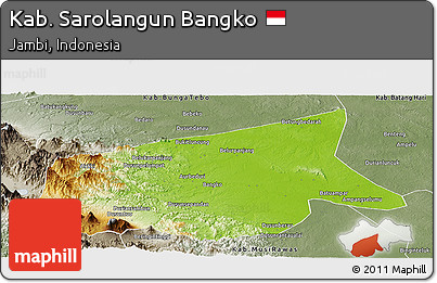 Physical Panoramic Map of Kab. Sarolangun Bangko, semi-desaturated