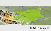 Physical Panoramic Map of Kab. Sarolangun Bangko, semi-desaturated
