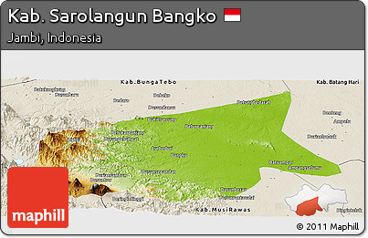 Physical Panoramic Map of Kab. Sarolangun Bangko, shaded relief outside