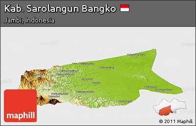 Physical Panoramic Map of Kab. Sarolangun Bangko, single color outside