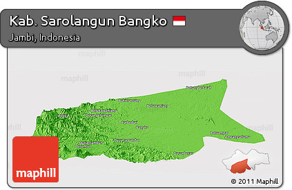 Political Panoramic Map of Kab. Sarolangun Bangko, cropped outside