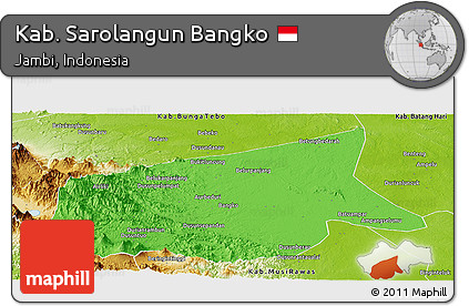 Political Panoramic Map of Kab. Sarolangun Bangko, physical outside