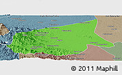 Political Panoramic Map of Kab. Sarolangun Bangko, semi-desaturated