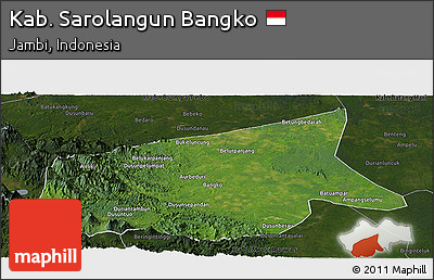 Satellite Panoramic Map of Kab. Sarolangun Bangko, darken
