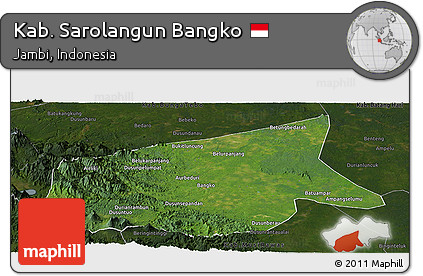 Satellite Panoramic Map of Kab. Sarolangun Bangko, darken