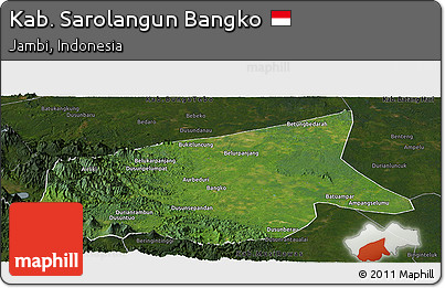 Satellite Panoramic Map of Kab. Sarolangun Bangko, darken