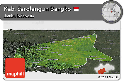 Satellite Panoramic Map of Kab. Sarolangun Bangko, darken, semi-desaturated