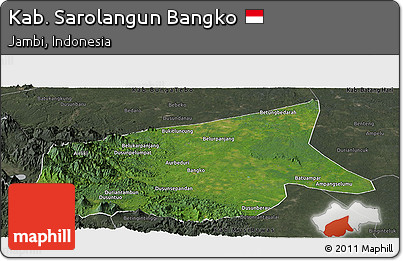 Satellite Panoramic Map of Kab. Sarolangun Bangko, darken, semi-desaturated