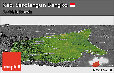 Satellite Panoramic Map of Kab. Sarolangun Bangko, desaturated