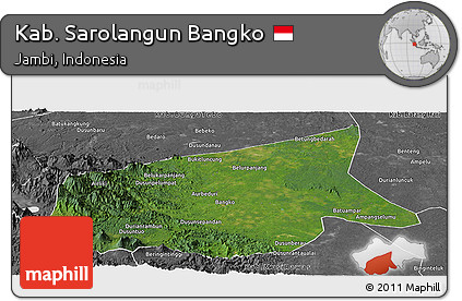 Satellite Panoramic Map of Kab. Sarolangun Bangko, desaturated