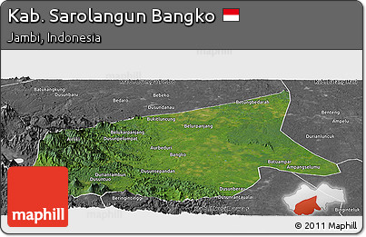 Satellite Panoramic Map of Kab. Sarolangun Bangko, desaturated