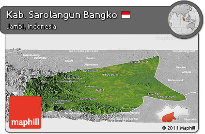 Satellite Panoramic Map of Kab. Sarolangun Bangko, lighten, desaturated