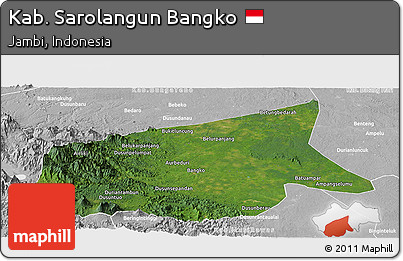 Satellite Panoramic Map of Kab. Sarolangun Bangko, lighten, desaturated