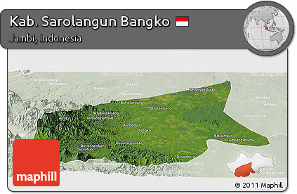 Satellite Panoramic Map of Kab. Sarolangun Bangko, lighten
