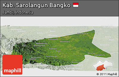 Satellite Panoramic Map of Kab. Sarolangun Bangko, lighten