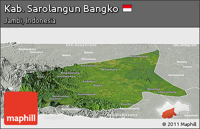 Satellite Panoramic Map of Kab. Sarolangun Bangko, lighten, semi-desaturated