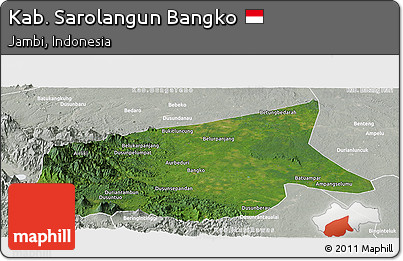 Satellite Panoramic Map of Kab. Sarolangun Bangko, lighten, semi-desaturated