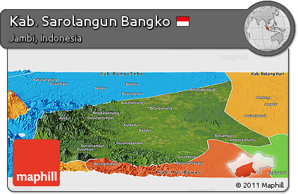 Satellite Panoramic Map of Kab. Sarolangun Bangko, political outside