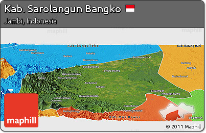 Satellite Panoramic Map of Kab. Sarolangun Bangko, political outside