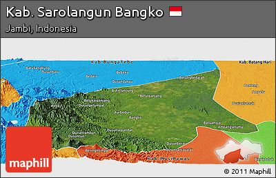 Satellite Panoramic Map of Kab. Sarolangun Bangko, political outside