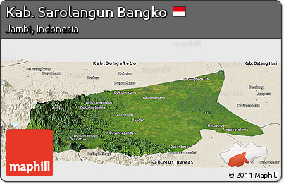 Satellite Panoramic Map of Kab. Sarolangun Bangko, shaded relief outside