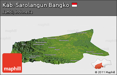 Satellite Panoramic Map of Kab. Sarolangun Bangko, single color outside